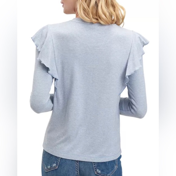 NWT Splendid Jake Ruffle Long Sleeve Tee - Picture 2 of 4